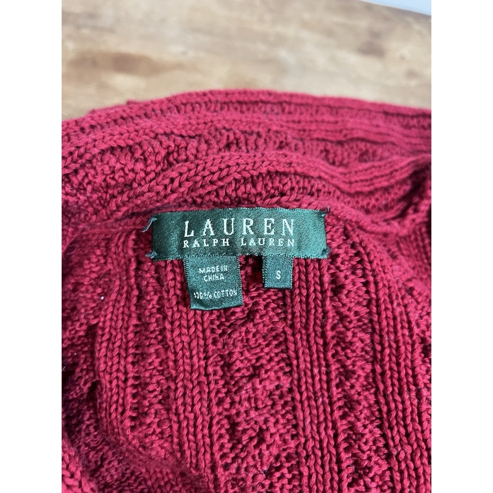 Vintage 90s Y2K Ralph Lauren Green Tag Red Knit Sweater Cozy Long Sleeve - Picture 4 of 5